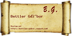 Bettler Gábor névjegykártya